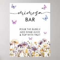 Moderne Schmetterlinge Brautparty Mimosa Bar Sign
