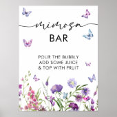 Moderne Schmetterlinge Brautparty Mimosa Bar Sign Poster (Vorne)