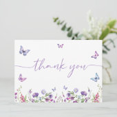 Moderne Schmetterlinge Bridal Dusche Blumen Dankeskarte (Stehend Vorderseite)
