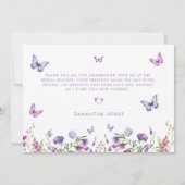 Moderne Schmetterlinge Bridal Dusche Blumen Dankeskarte (Rückseite)