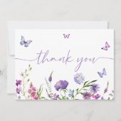 Moderne Schmetterlinge Bridal Dusche Blumen Dankeskarte (Vorderseite)