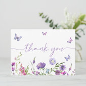 Moderne Schmetterlinge Bridal Dusche Blumen Dankeskarte (Stehend Vorderseite)
