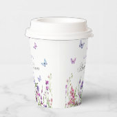 Moderne Schmetterlinge florales Lila Brautparty Pappbecher (Rechts)