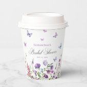 Moderne Schmetterlinge florales Lila Brautparty Pappbecher (Vorderseite)