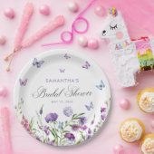 Moderne Schmetterlinge florales Lila Brautparty Pappteller (Party)