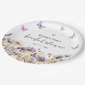 Moderne Schmetterlinge florales Lila Brautparty Pappteller (Schrägansicht)