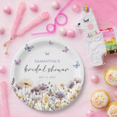 Moderne Schmetterlinge florales Lila Brautparty Pappteller (Party)