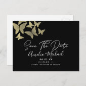 Moderne Schmetterlinge Imitate Gold Save the Date Postkarte (Vorne/Hinten)