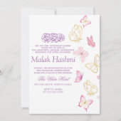 Moderne Schmetterlinge Islamic Aqiqa Aqeeqah Einladung (Vorderseite)