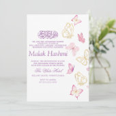 Moderne Schmetterlinge Islamic Aqiqa Aqeeqah Einladung (Stehend Vorderseite)