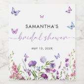 Moderne Schmetterlinge Lila Brautparty Weinetikett (Einzelnes Label)