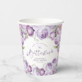 Moderne Schmetterlinge Lila florales Brautparty Pa Pappbecher (Vorderseite)