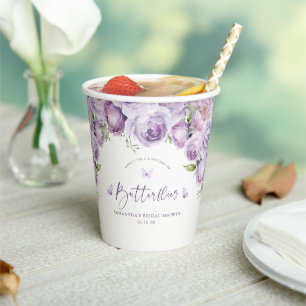 Moderne Schmetterlinge Lila florales Brautparty Pappbecher