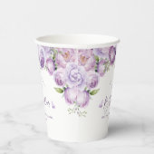 Moderne Schmetterlinge Lila florales Brautparty Pappbecher (Rechts)