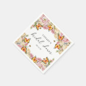 Moderne Schmetterlinge Pink Peonies Brautparty Serviette (Ecke)