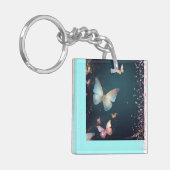 Moderne Schmetterlinge und Glitzer Akryllischer Sc Schlüsselanhänger (Vorderseite links)