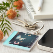 Moderne Schmetterlinge und Glitzer Akryllischer Sc Schlüsselanhänger (Vorderseite rechts)