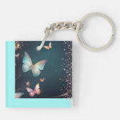 Moderne Schmetterlinge und Glitzer Akryllischer Sc Schlüsselanhänger (Rückseite)