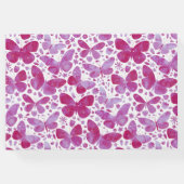 Moderne Schmetterlinge Wasserfarbe Magenta Rosa Gästebuch (Rückseite)