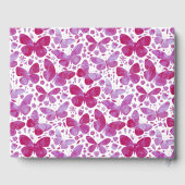 Moderne Schmetterlinge Wasserfarbe Magenta Rosa Gästebuch (Rückseite)