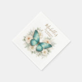 Moderne Schmetterlings- und Wildblumen-Geburtstags Serviette (Ecke)