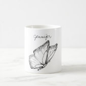 Moderne Schmetterlingsillustration Monogramm Kaffeetasse (Mittel)