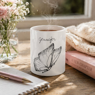 Moderne Schmetterlingsillustration Monogramm Kaffeetasse