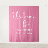 Moderne Schmetterlingskalligrafie Babydusche Hinte Wandteppich (Vorderseite)