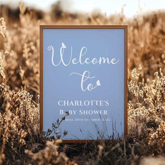 Moderne Schmetterlingskalligrafie Babydusche Willk Poster