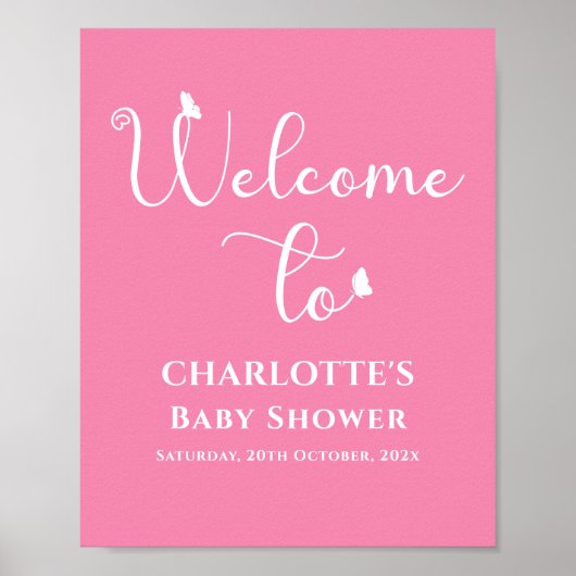 Moderne Schmetterlingskalligrafie Babydusche Willk Poster (Vorne)