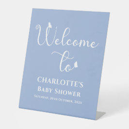 Moderne Schmetterlingskalligrafie Babydusche Willk Sockelschild