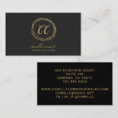 Moderne Schmuckdesigner Imitate Gold Foil Black Visitenkarte (Vorne/Hinten)