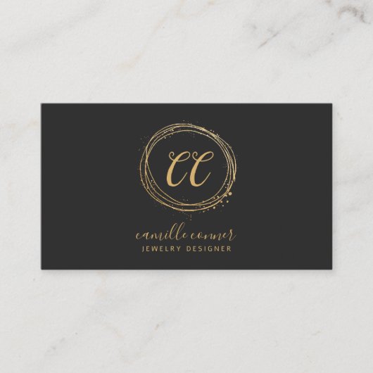 Moderne Schmuckdesigner Imitate Gold Foil Black Visitenkarte (Vorderseite)