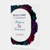 Moderne Schmucktöne Blumen Hochzeitsempfang Acrylschild (Winkel)