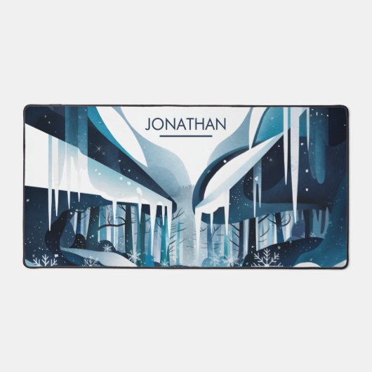 Moderne schneebedeckte Winterlandschaft Schreibtischunterlage (Vorderseite)