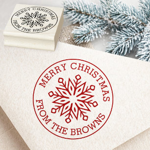 Moderne Schneeflocke Namen Gruß Frohe Weihnachten Gummistempel