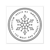 Moderne Schneeflocke Runde Rücksendeadresse Permastempel (Design)