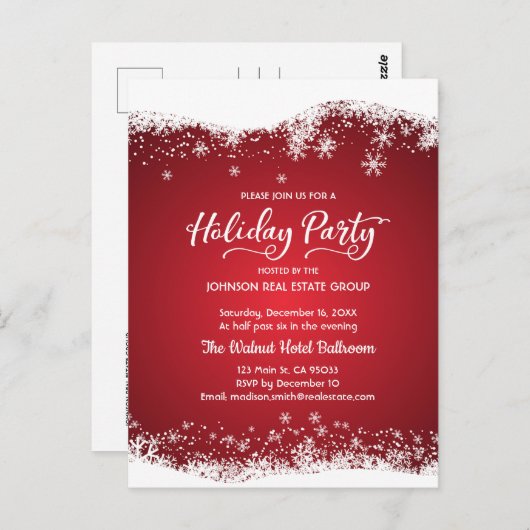 Moderne Schneeflocken | Einladung zur Feier Postkarte (Vorne/Hinten)