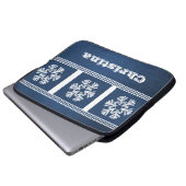 Moderne Schneeflocken Electronics Sleeve, blau Laptopschutzhülle (Vorne Knopf)