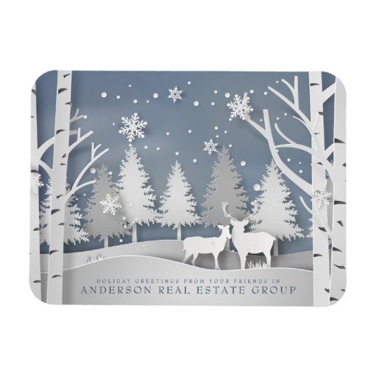 Moderne Schneeflocken | Feierliche Grüße Magnet (Horizontal)