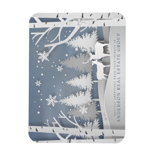 Moderne Schneeflocken | Feierliche Grüße Magnet (Vertikal)