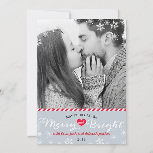 Moderne Schneeflocken Foto Feiertagskarte (Vorderseite)