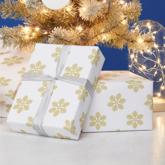 Moderne Schneeflocken | Gold und Weiß Geschenkpapier (Feiertage)