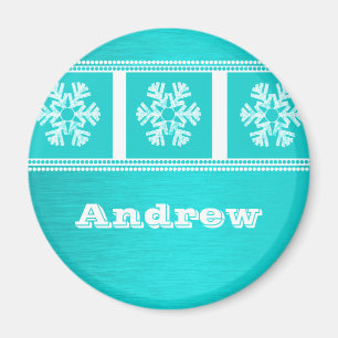 Moderne Schneeflocken Holiday Magnet, Aquamarin Magnet
