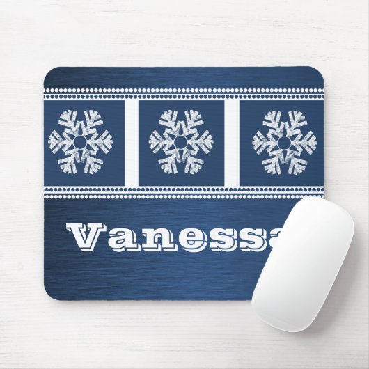 Moderne Schneeflocken Holiday Mousepad, Royal Blue Mousepad (Mit Mouse)