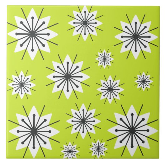 Moderne Schneeflocken im Mittelalter Chartreuse Fliese (Vorderseite)