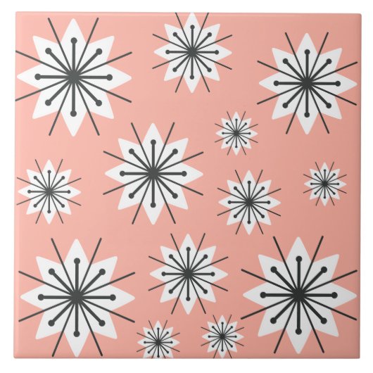 Moderne Schneeflocken Peach des Mittelalters Fliese (Vorderseite)