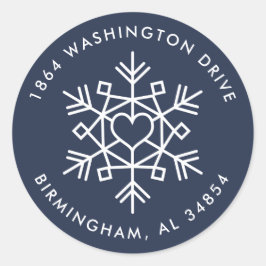 Moderne Schneeflocken Runde Rücksendeadresse Runder Aufkleber