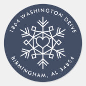 Moderne Schneeflocken Runde Rücksendeadresse Runder Aufkleber (Vorderseite)