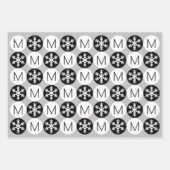 Moderne Schneeflocken Schwarzweiß-Monogramm hinzuf Geschenkpapier Set (Vorderseite 2)